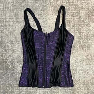 Purple and black zip up corset. Size small.